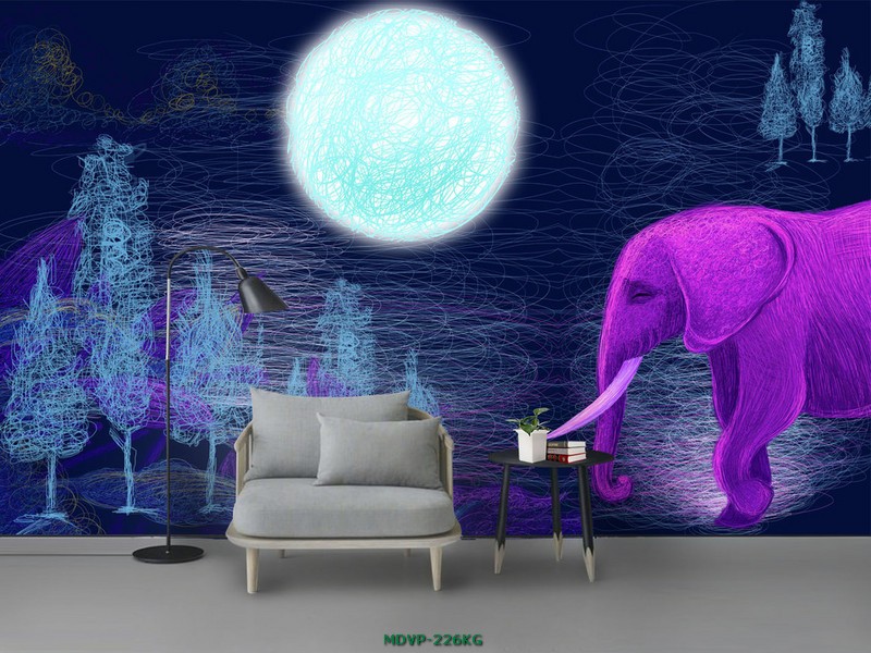 Tranh chú voi và mặt trăng